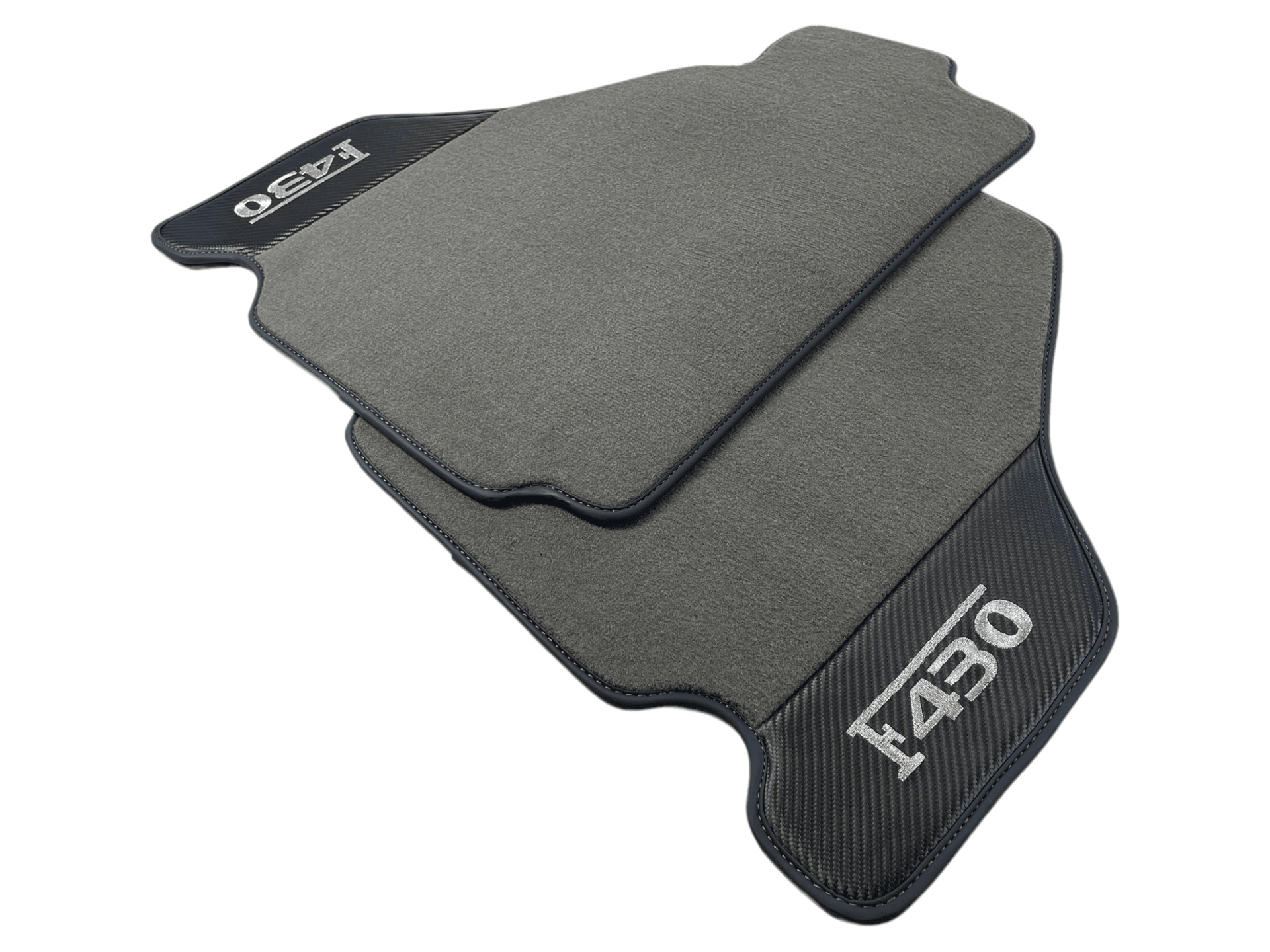 Gray Floor Mats For Ferrari F430 2004-2009 With Carbon Fiber Leather - AutoWin