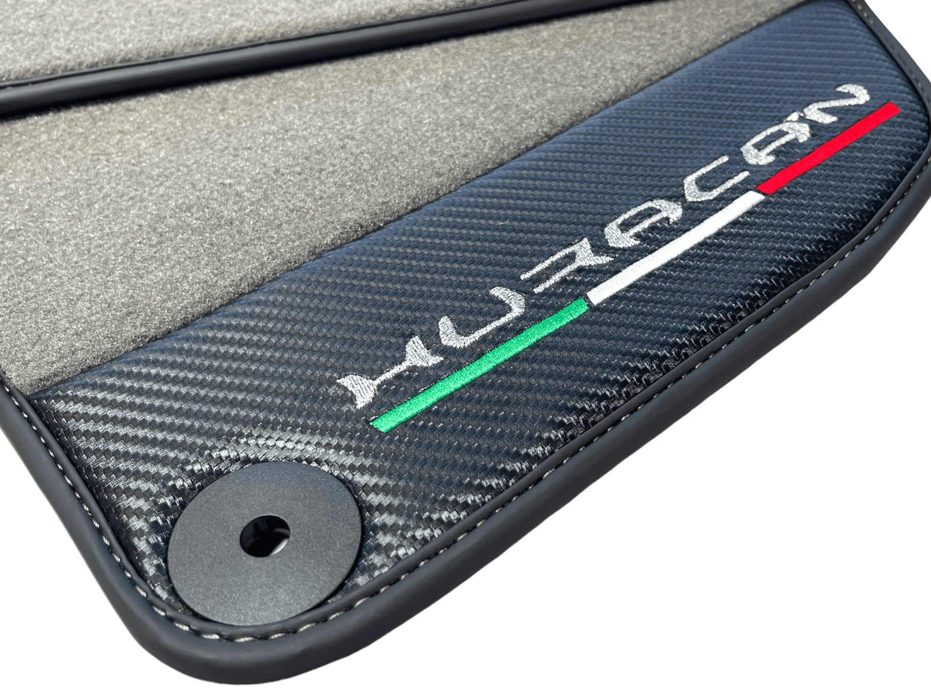 Gray Floor Mats for Lamborghini Huracan With Carbon Fiber Leather - AutoWin