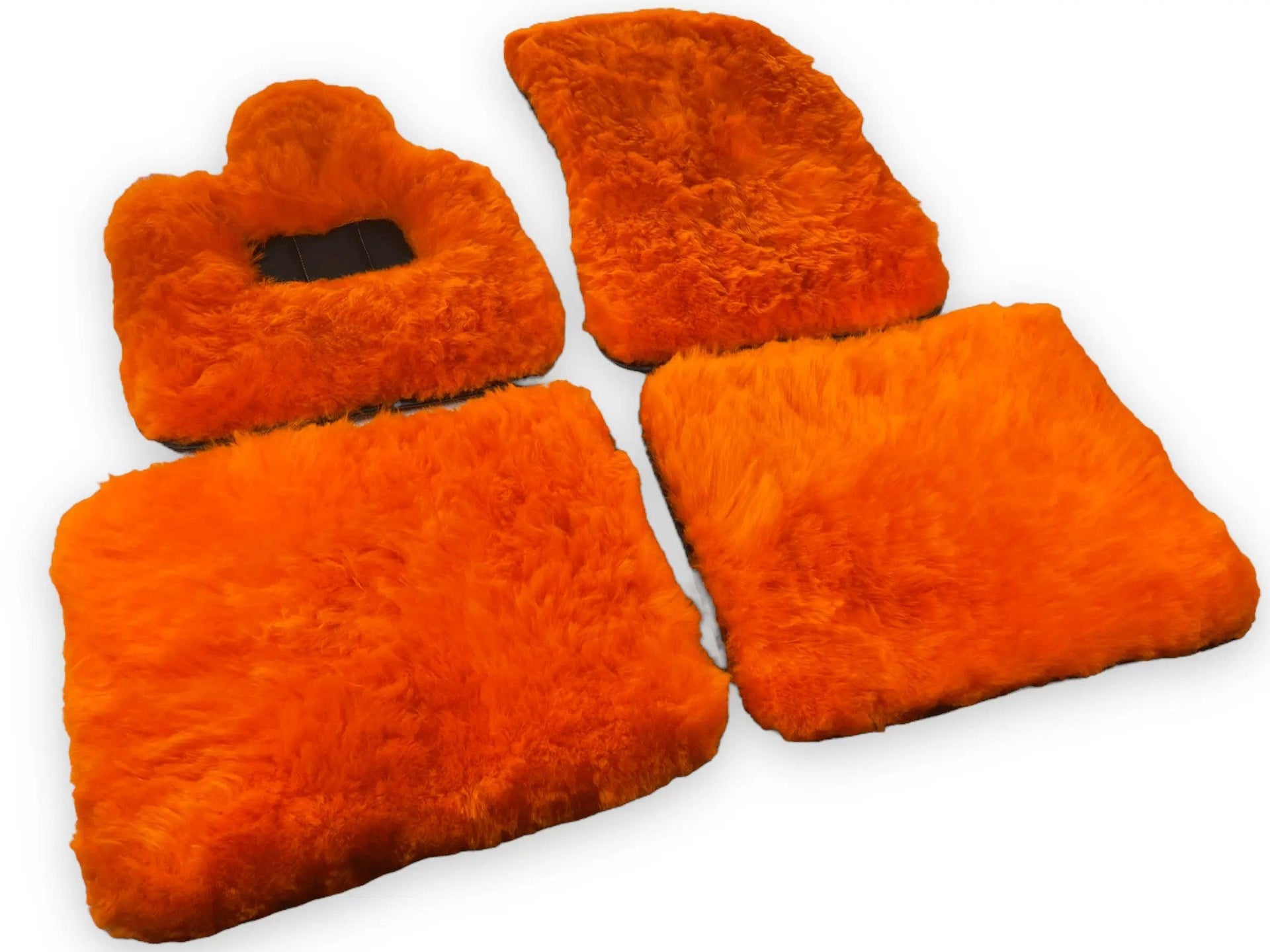 Orange Sheepskin Floor Mats For Bentley Flying Spur (2013-2019) Er56 Design Brand - AutoWin
