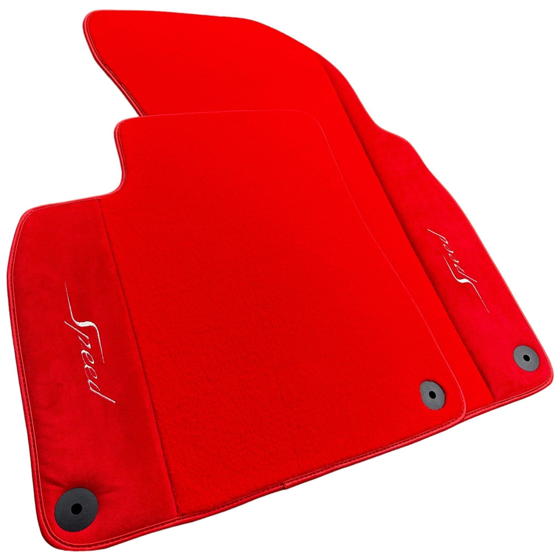 Red Floor Mats For Bentley Mulsanne (2010-2020) with Alcantara Leather - AutoWin