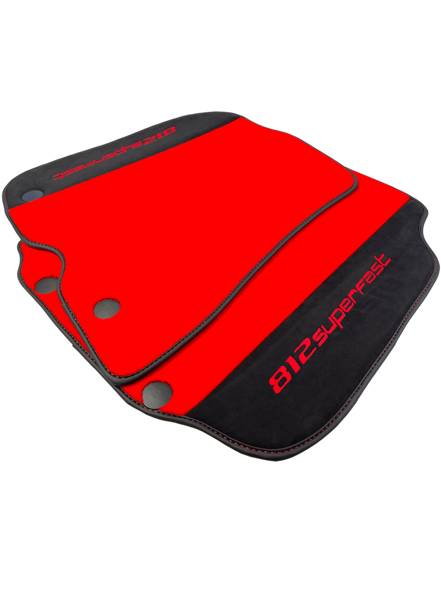 Red Floor Mats For Ferrari 812 Superfast With Alcantara Leather - AutoWin