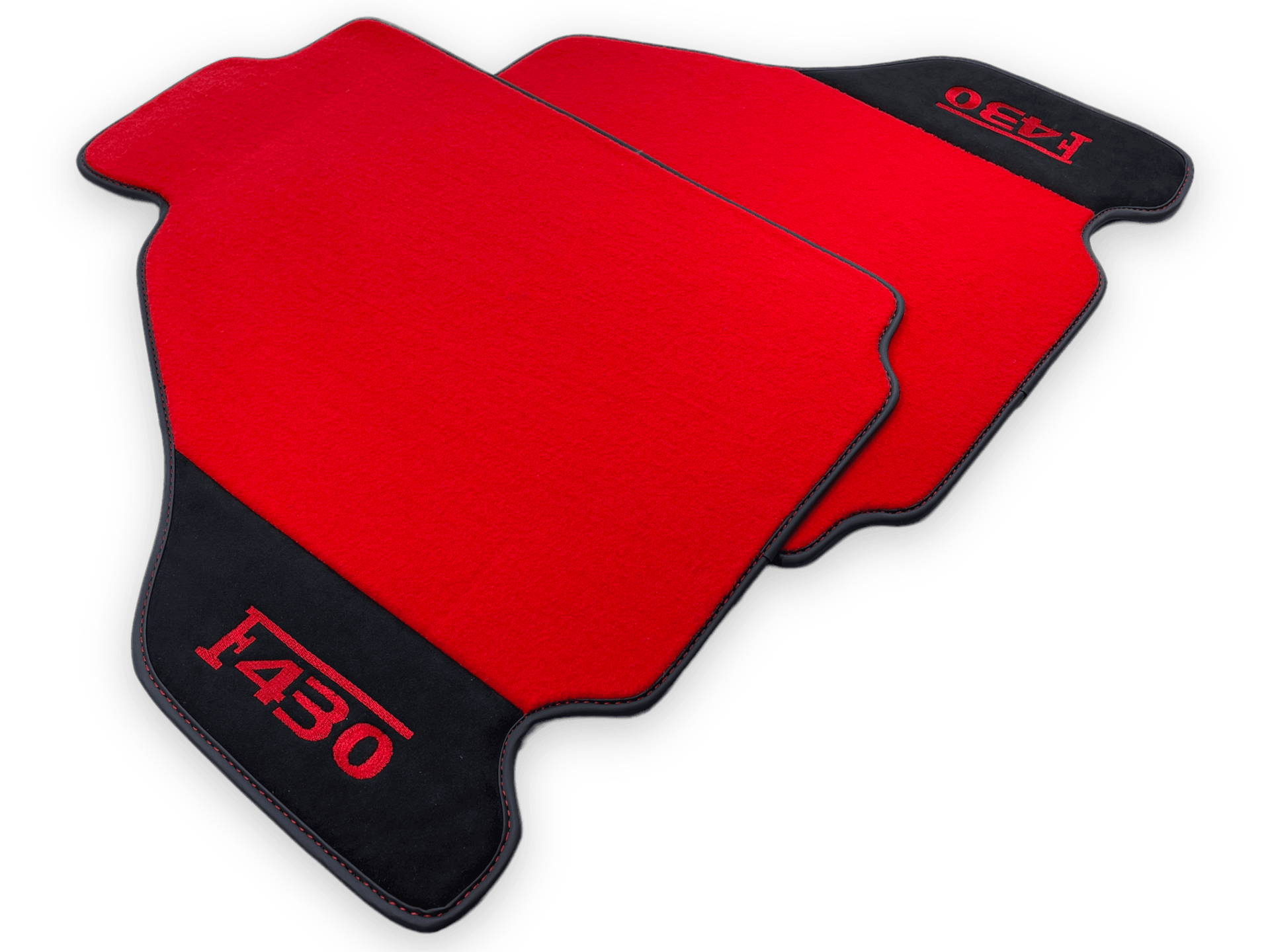Red Floor Mats For Ferrari F430 2004-2009 With Alcantara Leather - AutoWin