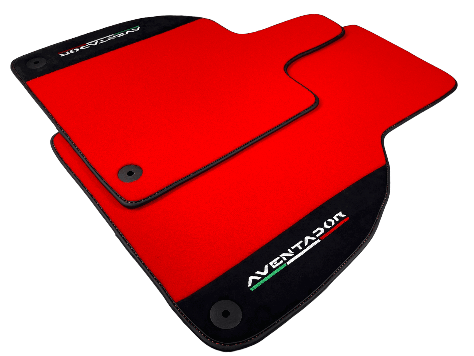 Red Floor Mats for Lamborghini Aventador With Alcantara Leather - AutoWin