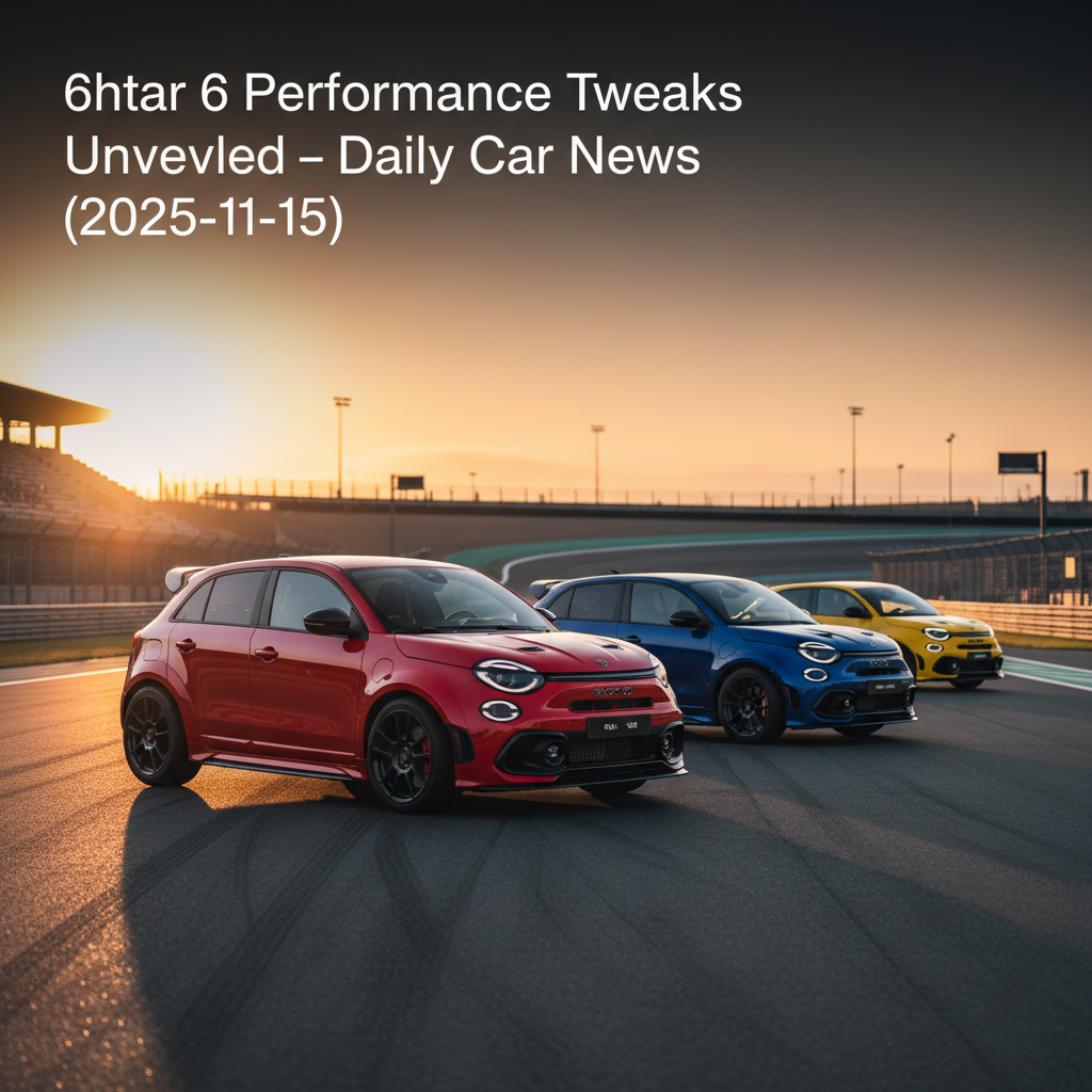 Editorial, photo-realistic HERO for an automotive daily news article titled "Abarth 600e Performance Tweaks Unveiled – Daily Car News (2025-11-15)". D