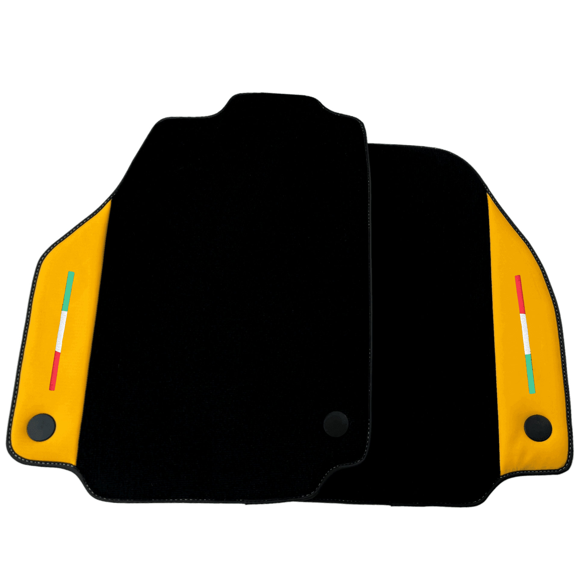 Black Floor Mats for Ferrari 488 Pista Spider (2019-2021) with Yellow Leather | Italian Edition - AutoWin