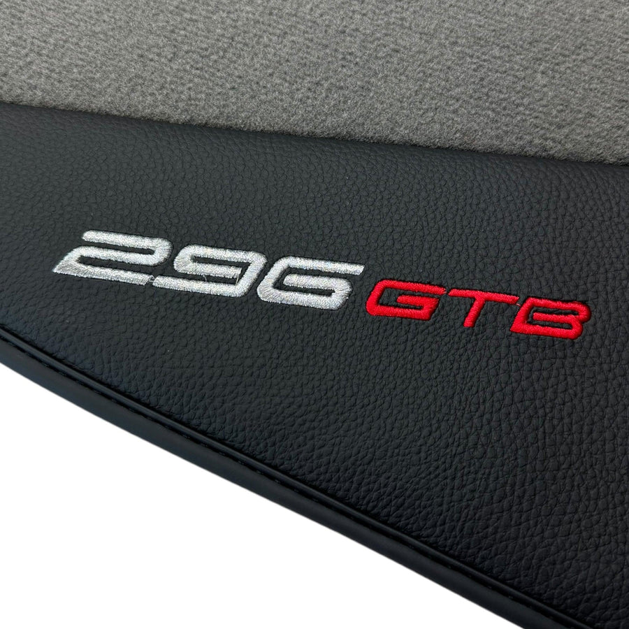 Gray Floor Mats for Ferrari 296 GTB (2022-2024) with Leather - AutoWin