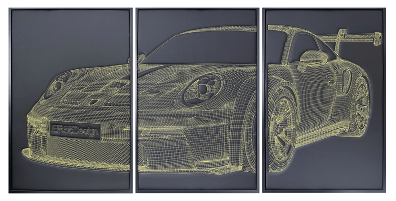 Vom Porsche 911 GT3 inspirierte 3D-Luxus-Leder-Wanddekoration