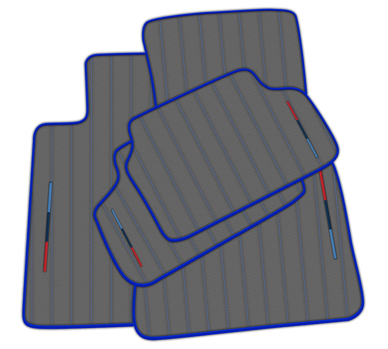 Customized Design Gray Leather Floor Mats for BMW G20 4-door Sedan (2019-2024) with Line Pattern