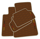 Stylish Customizable Brown Leather Floor Mats for BMW