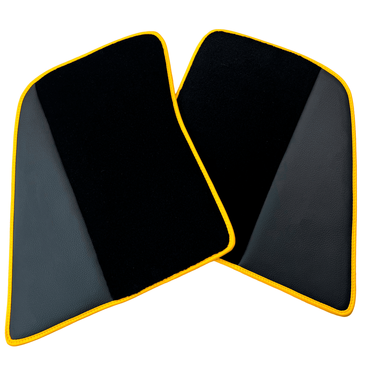 Black Floor Mats for Ferrari 296 GTB (2022-2024) with Leather and Yellow Trim - AutoWin