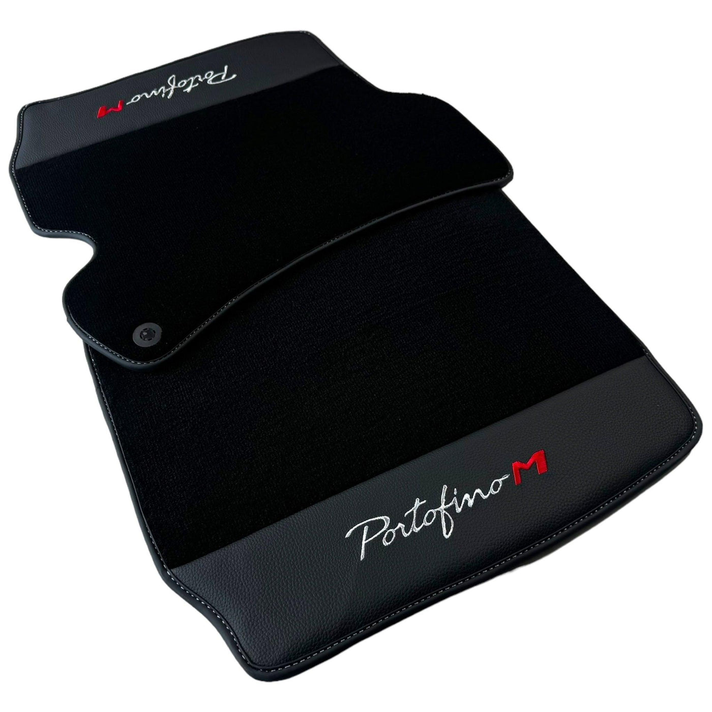 Black Floor Mats for Ferrari Portofino M (2018-2023) with Leather - AutoWin
