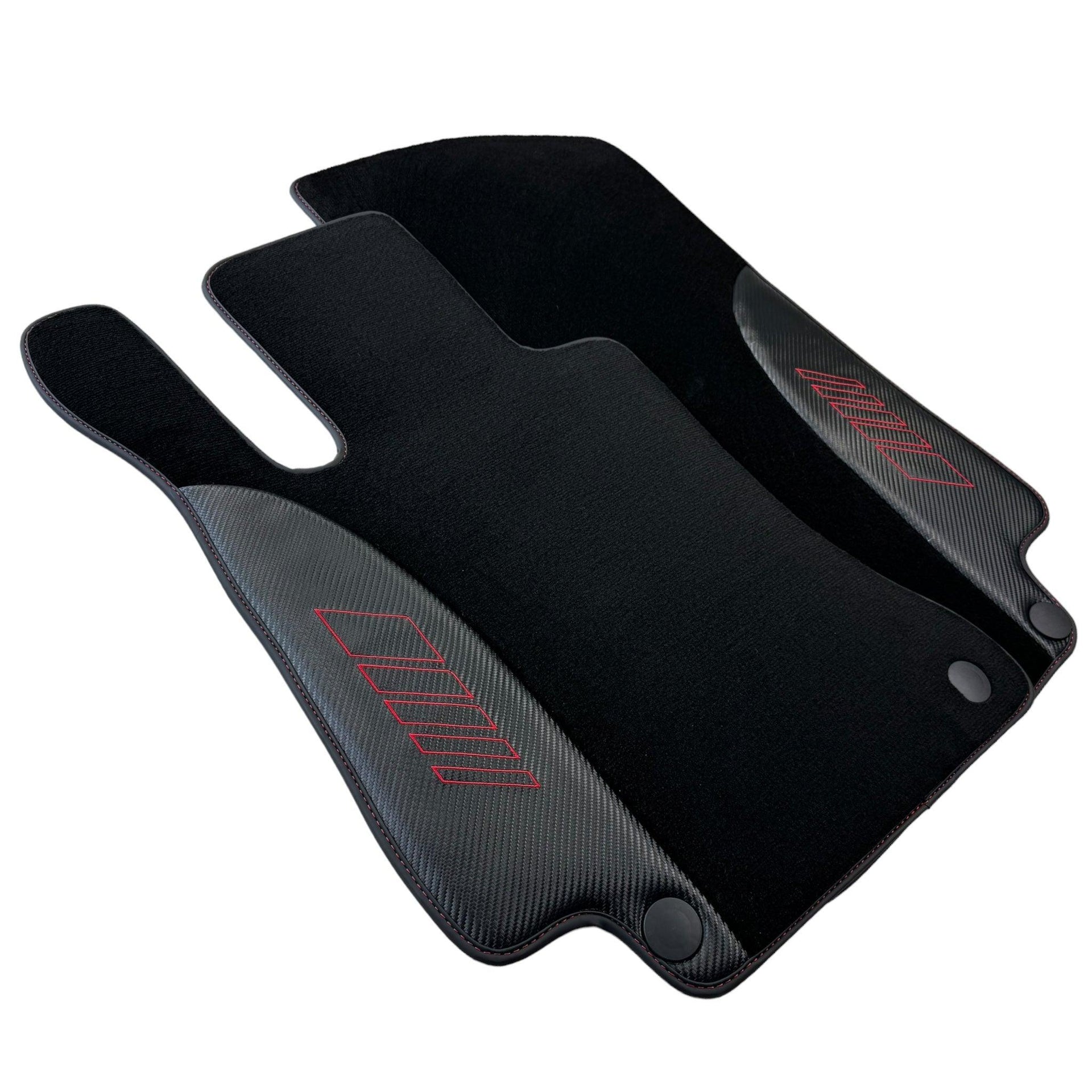 Black Floor Mats for Mercedes Benz C-Class W205 Sedan with Carbon Fiber | AutoWin Edition - AutoWin