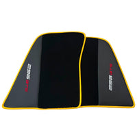 Black Floor Mats for Ferrari 296 GTS (2022-2024) with Leather and Yellow Trim - AutoWin