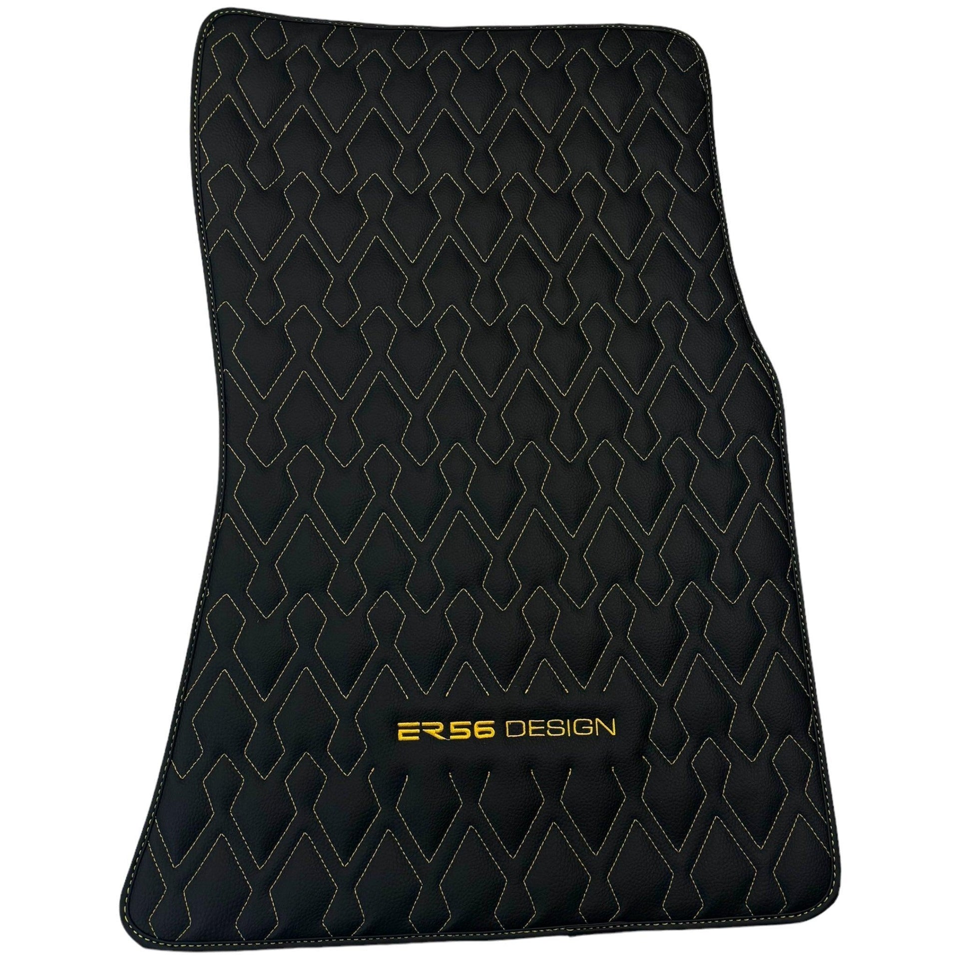 Black Leather Floor Mats for Rolls-Royce Wraith (2013–2023) ER56 Design - AutoWin