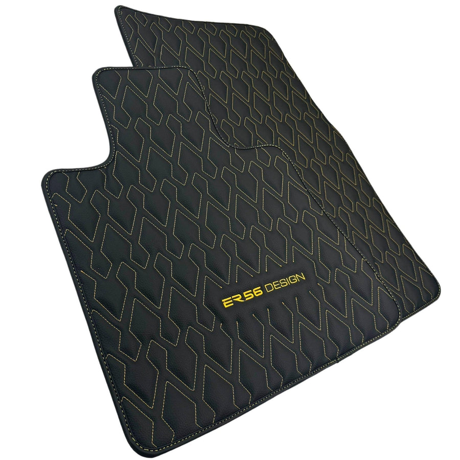 Black Leather Floor Mats for Rolls-Royce Phantom VIII (2017-2024) ER56 Design - AutoWin