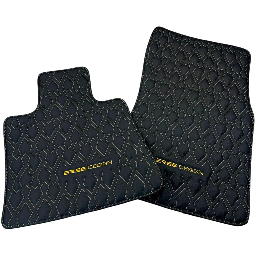 Black Leather Floor Mats for Rolls-Royce Ghost Series II (2021-2024) ER56 Design - AutoWin