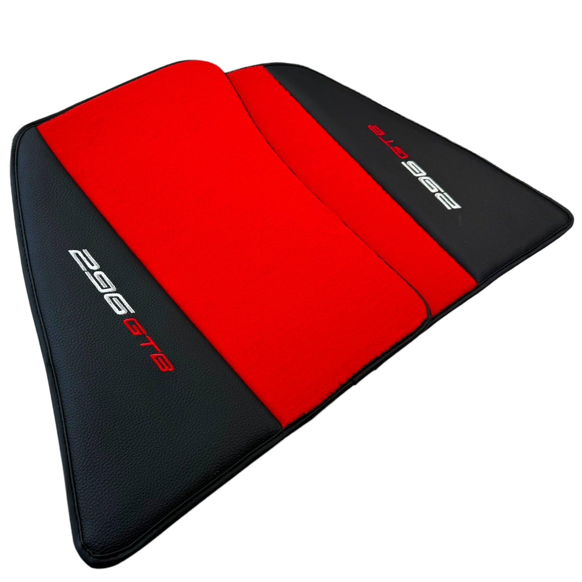 Red Floor Mats for Ferrari 296 GTB (2022-2024) with Leather - AutoWin