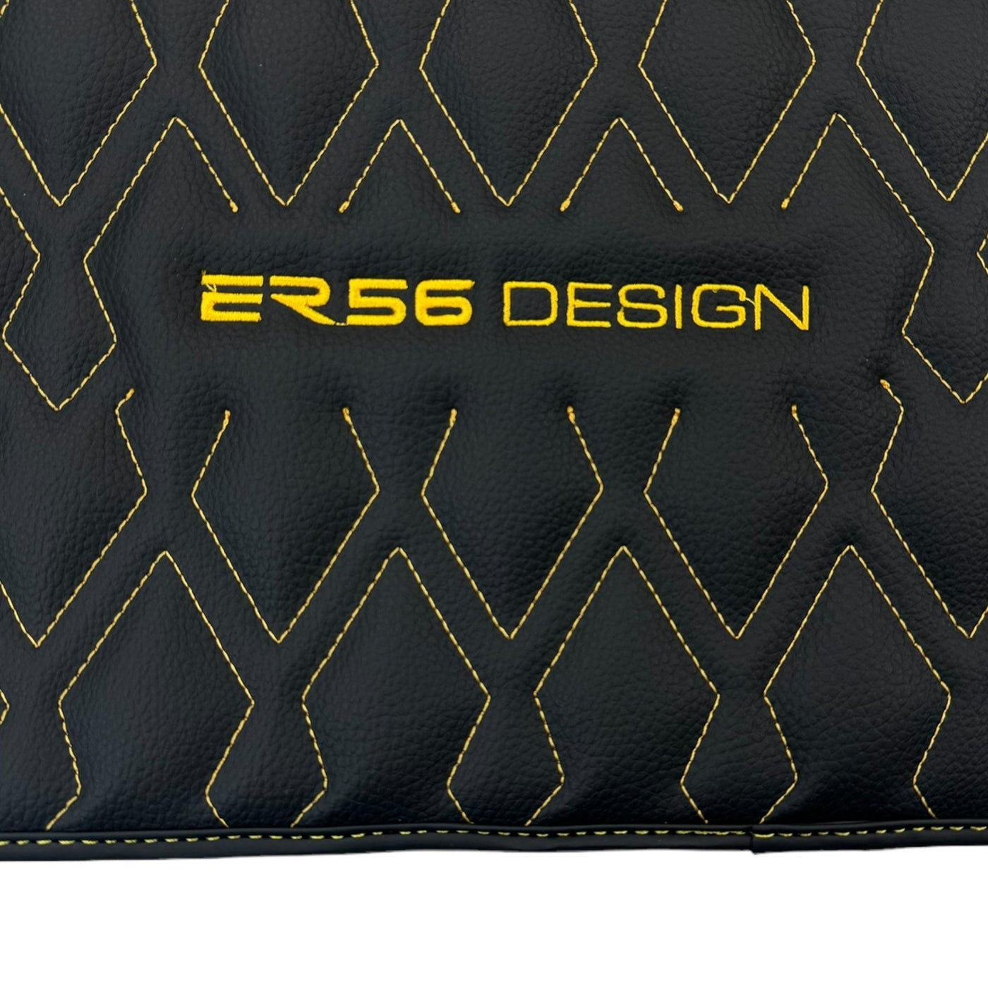 Black Leather Floor Mats for Rolls-Royce Phantom Drophead Coupe (2007-2016) ER56 Design - AutoWin