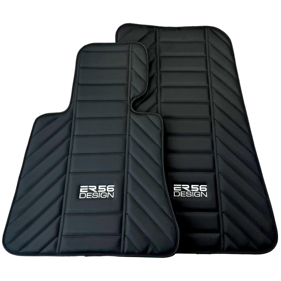 Black Leather Floor Mats for Rolls Royce Dawn (2016-2023) ER56 Design - AutoWin