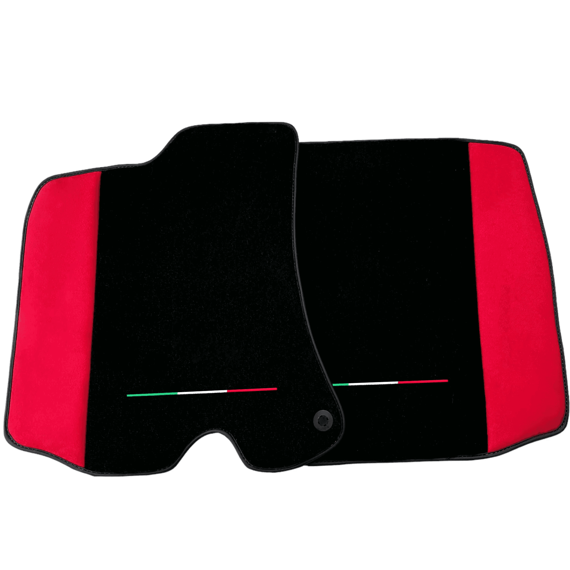 Black Floor Mats for Ferrari Roma (2021-2024) with Red Alcantara Leather - AutoWin
