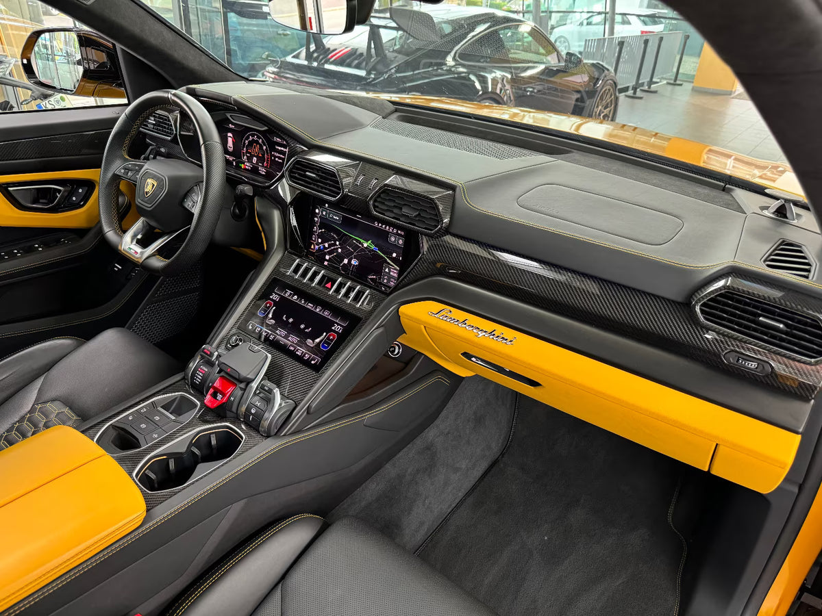 Floor Mats For Lamborghini Urus Black Tailored With Yellow Trim