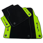 Black Floor Mats for Lamborghini Urus with Green Leather | Black Logo - AutoWin
