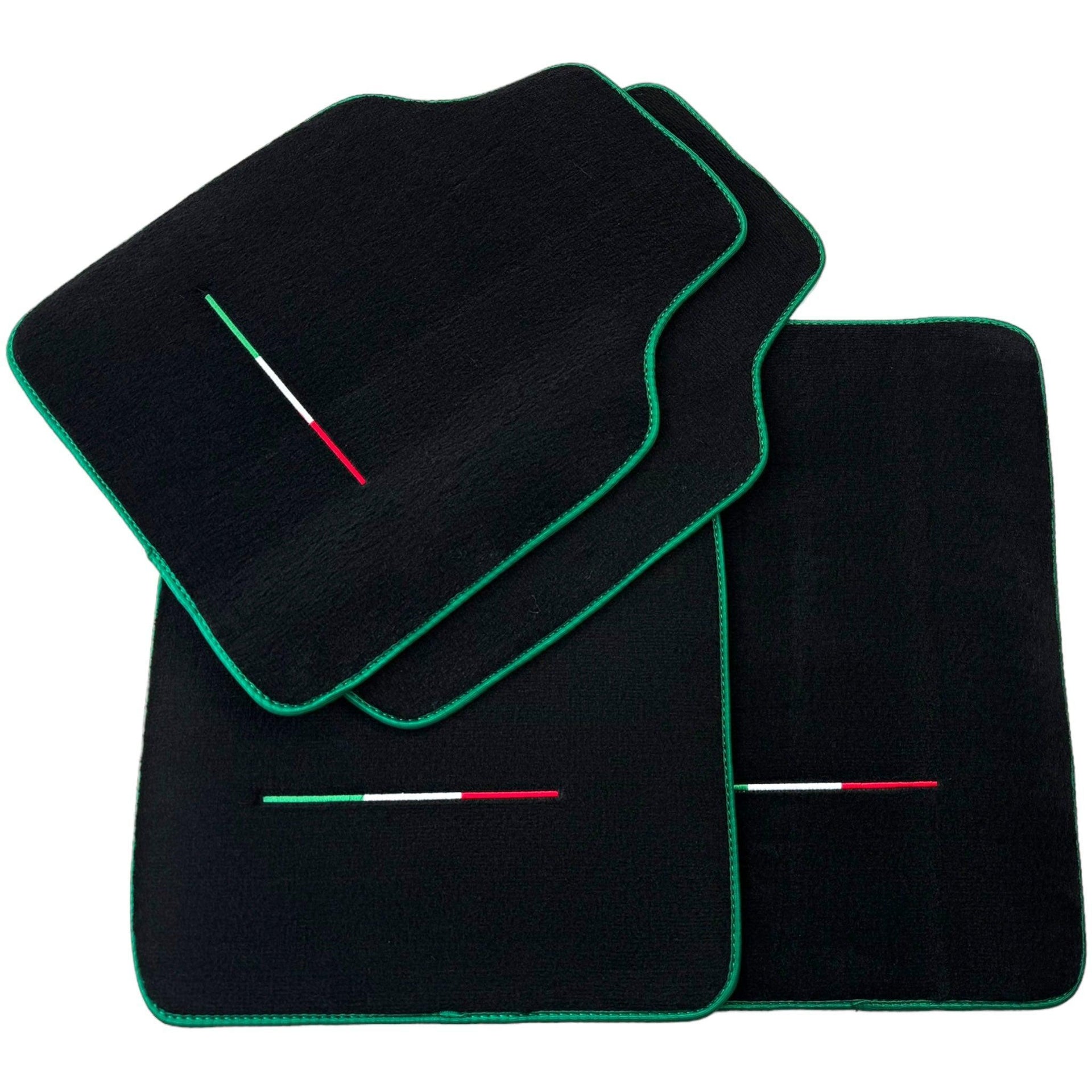 Black Floor Mats for Ferrari Purosangue with Green Trim | Italian Edition - AutoWin