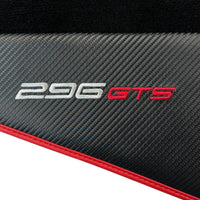 Black Floor Mats for Ferrari 296 GTS (2022-2024) with Carbon Fiber | Red Trim - AutoWin