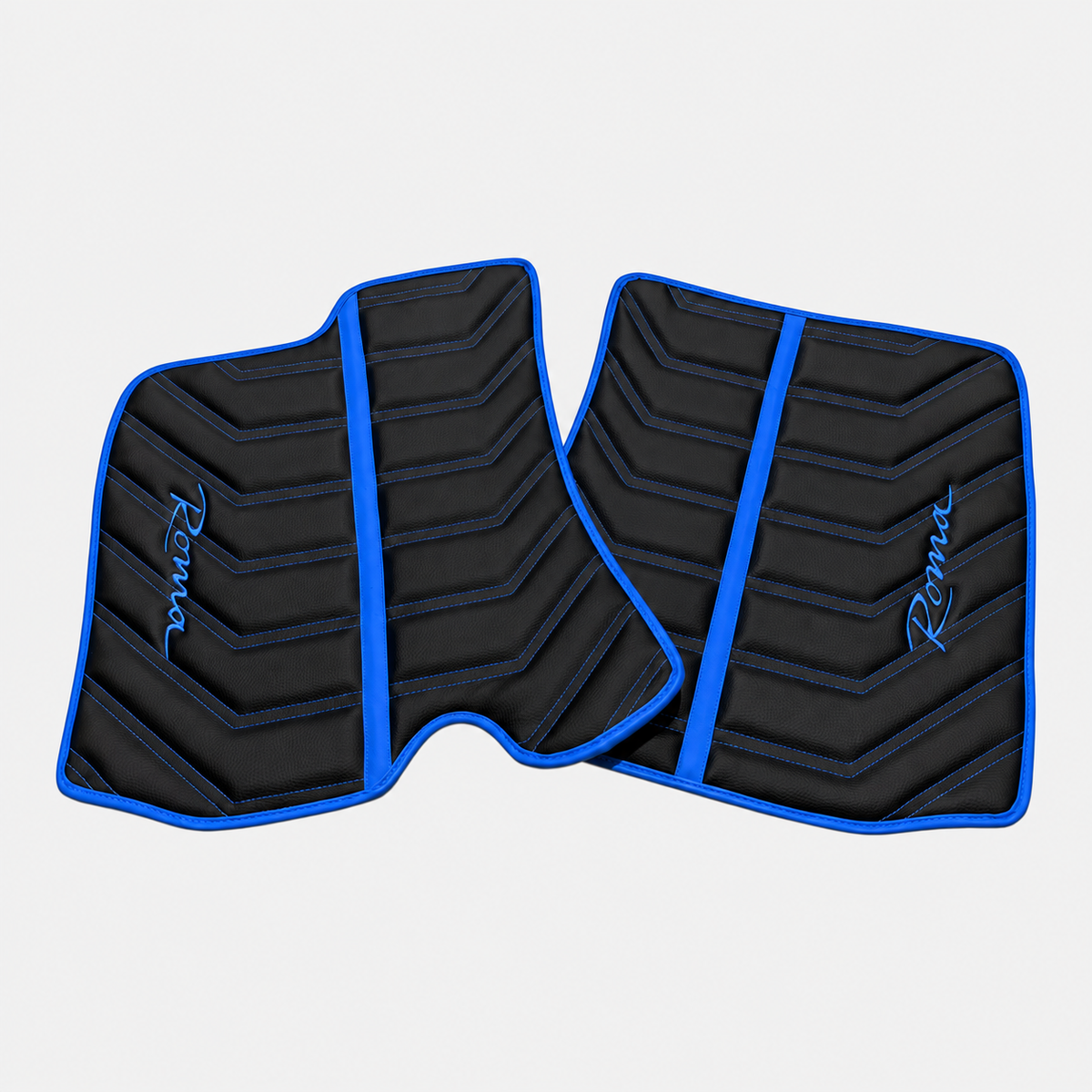 Black Leather Floor Mats for Ferrari Roma (2021-2024) Yellow Sewing