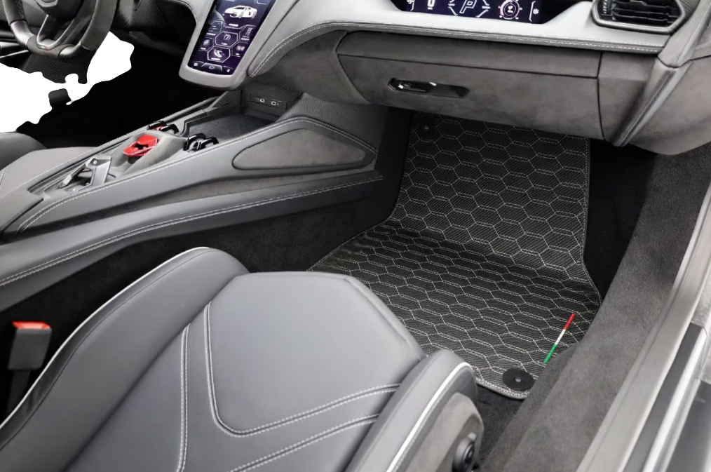 Customizable Leather Floor Mats with Line Pattern for Lamborghini Revuelto (2024-2025) - AutoWin