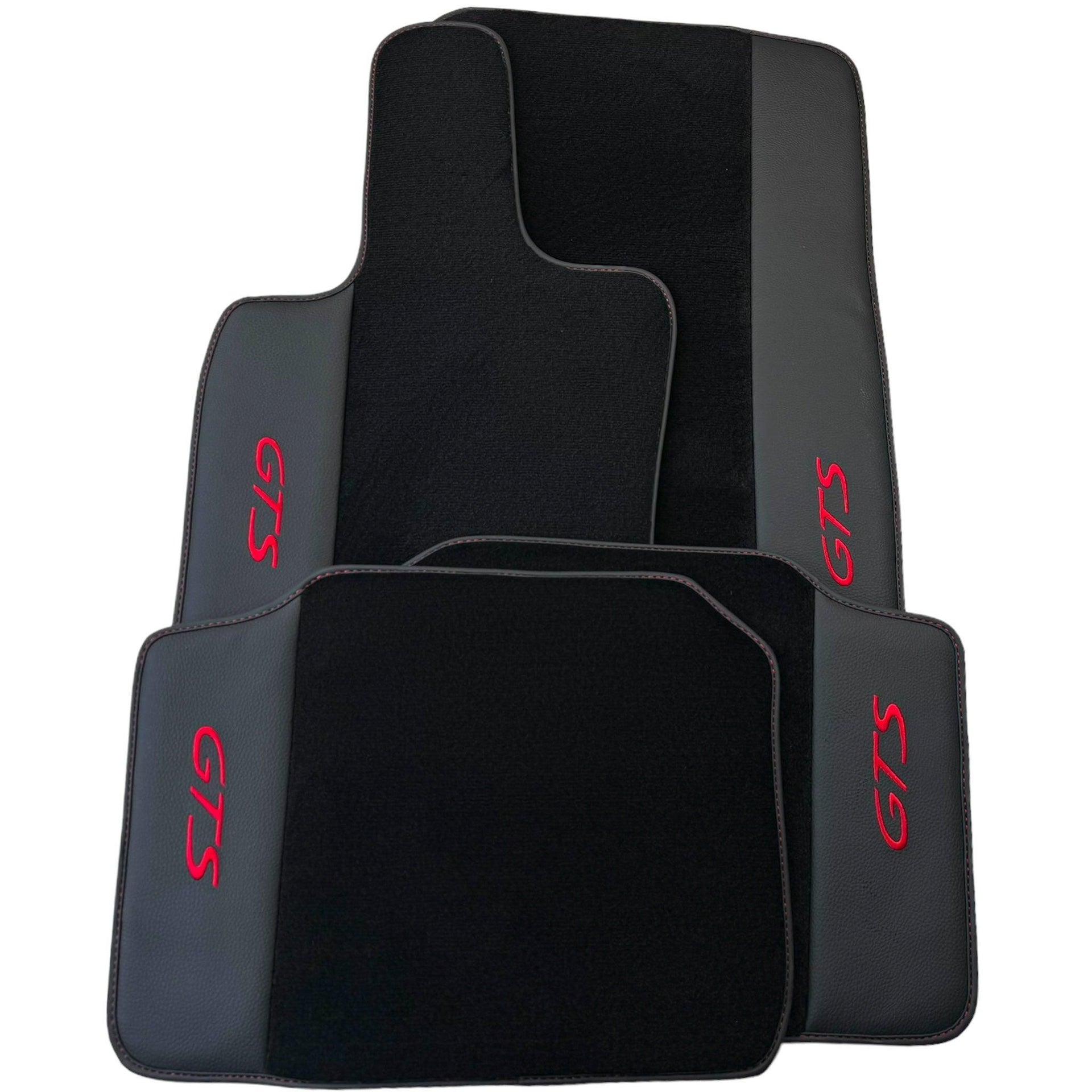 Black Floor Mats for Porsche Panamera GTS (2009-2016) with Leather - AutoWin