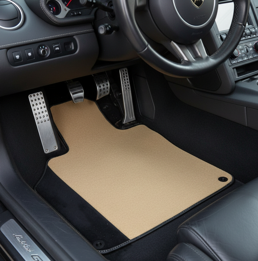 Skreddersydde Beige Bilmatter for Lamborghini Gallardo med Alcantara Skinn