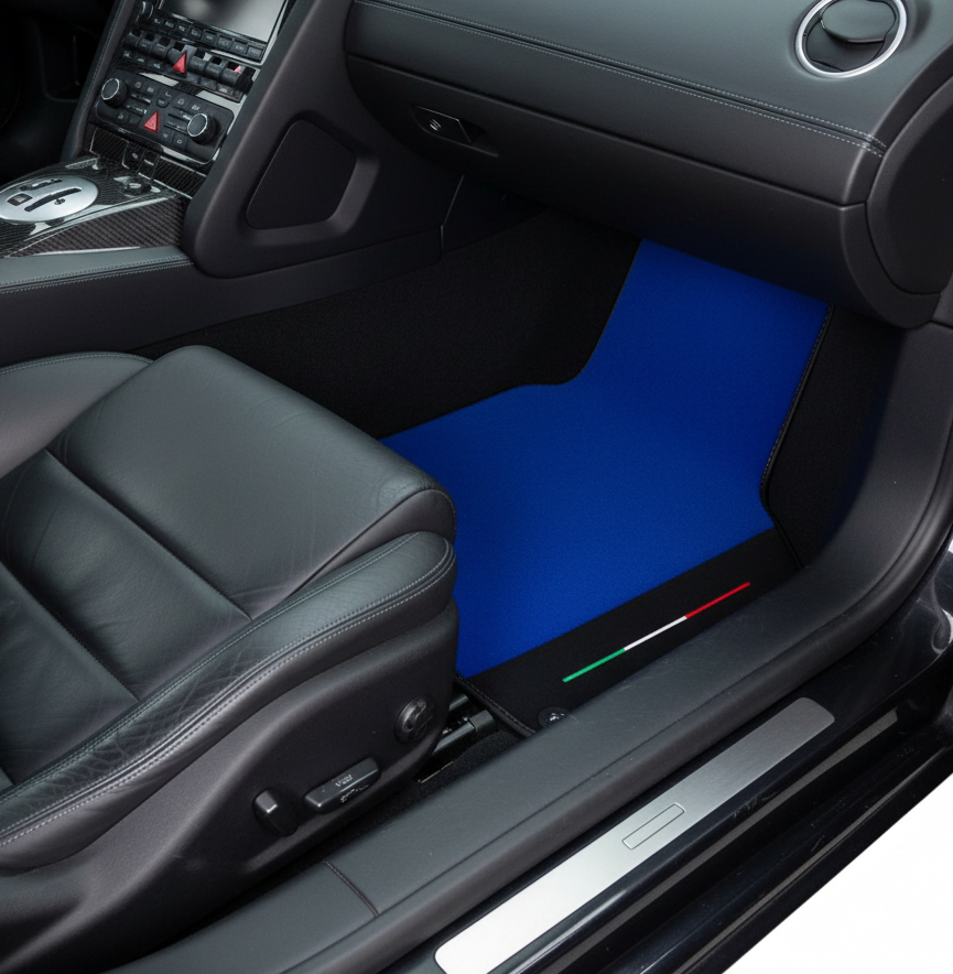 Skreddersydde Blå Bilmatter for Lamborghini Gallardo med Alcantara Skinn