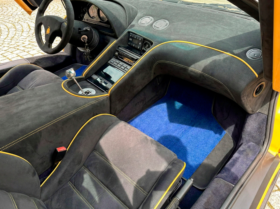 Tilpassbare blå Bilmatter for Lamborghini Diablo 1990-2001 med Alcantara lær