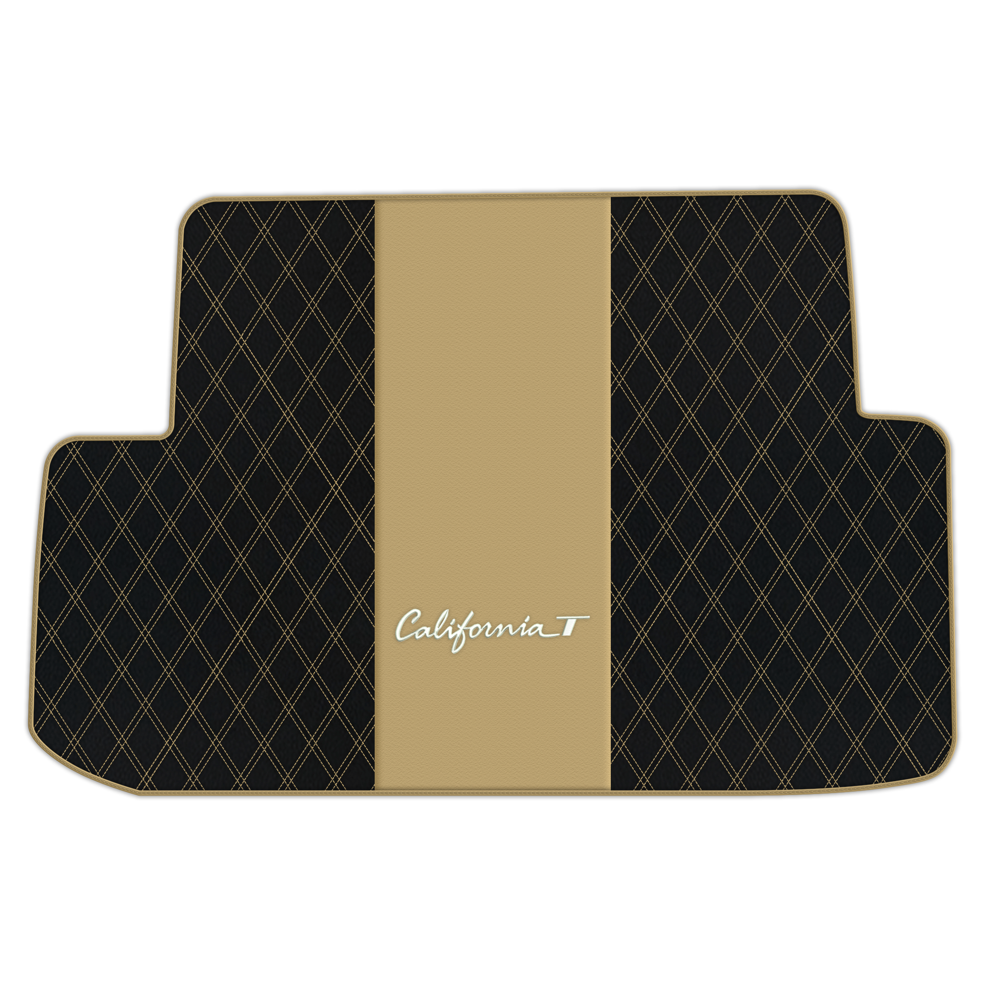 Schwarze Leder-Fußmatten für Ferrari California T (2015-2018) mit Doppelrautenmuster | Komplettset-Option - AutoWin
