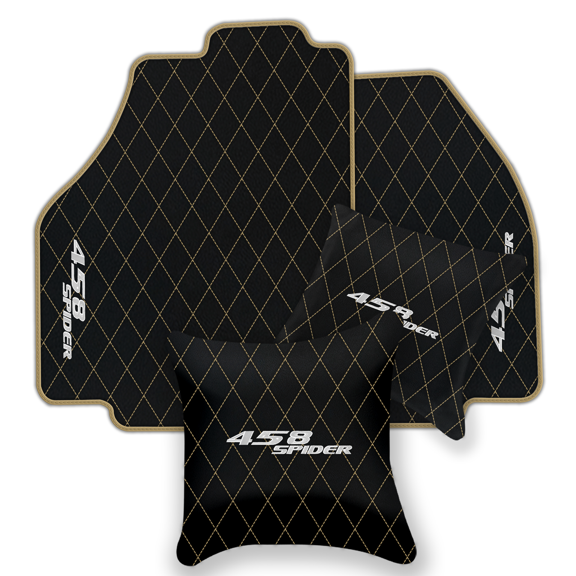 Black Leather Floor Mats for Ferrari 458 Spider (2012-2015) | Custom