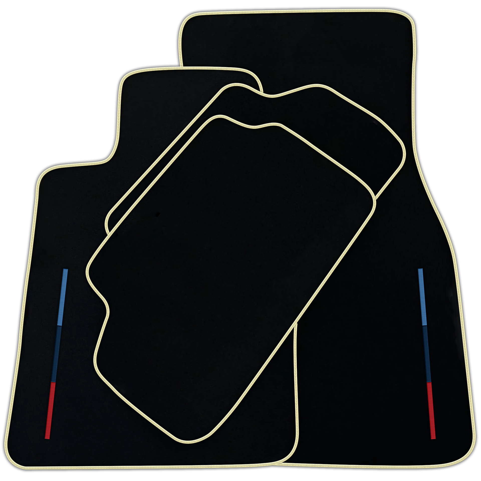 Black Floor Mats For BMW M6 F06 Gran Coupe With 3 Color Stripes Tailored Set Perfect Fit | Various Trim Colors