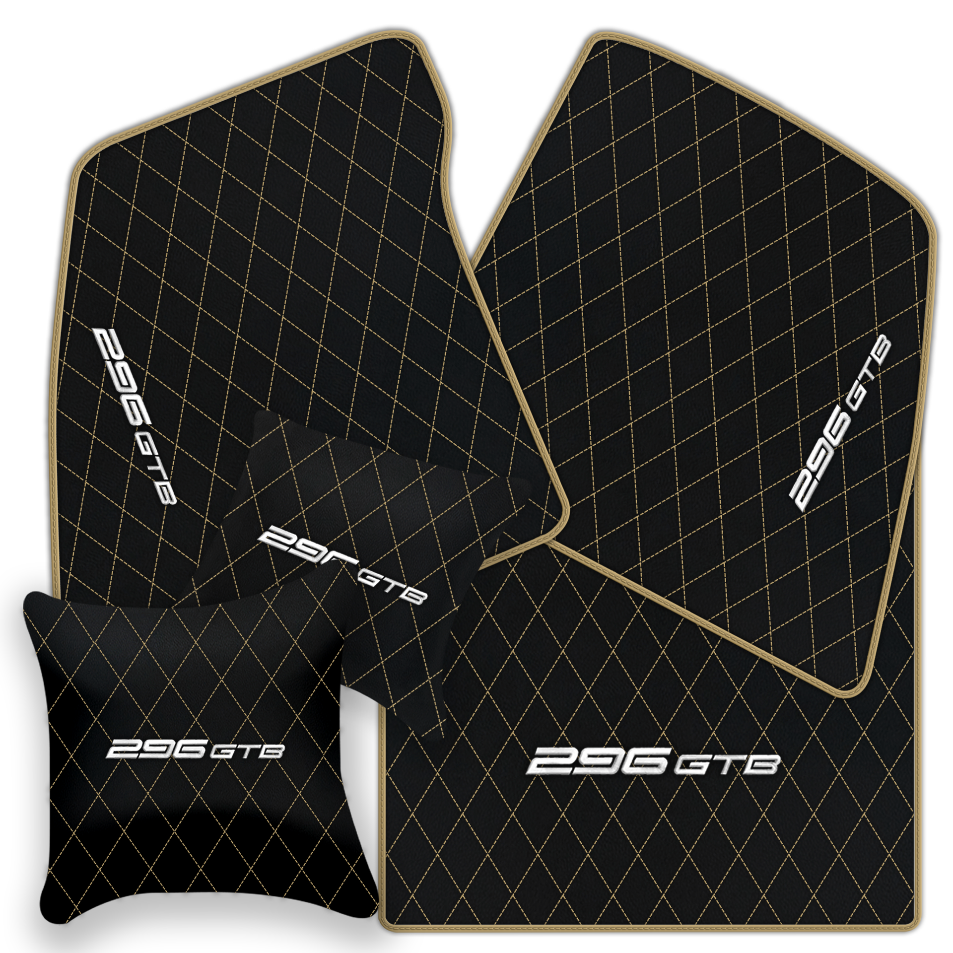 Premium Custom Black Leather Floor Mats for Ferrari FF (2011-2016)