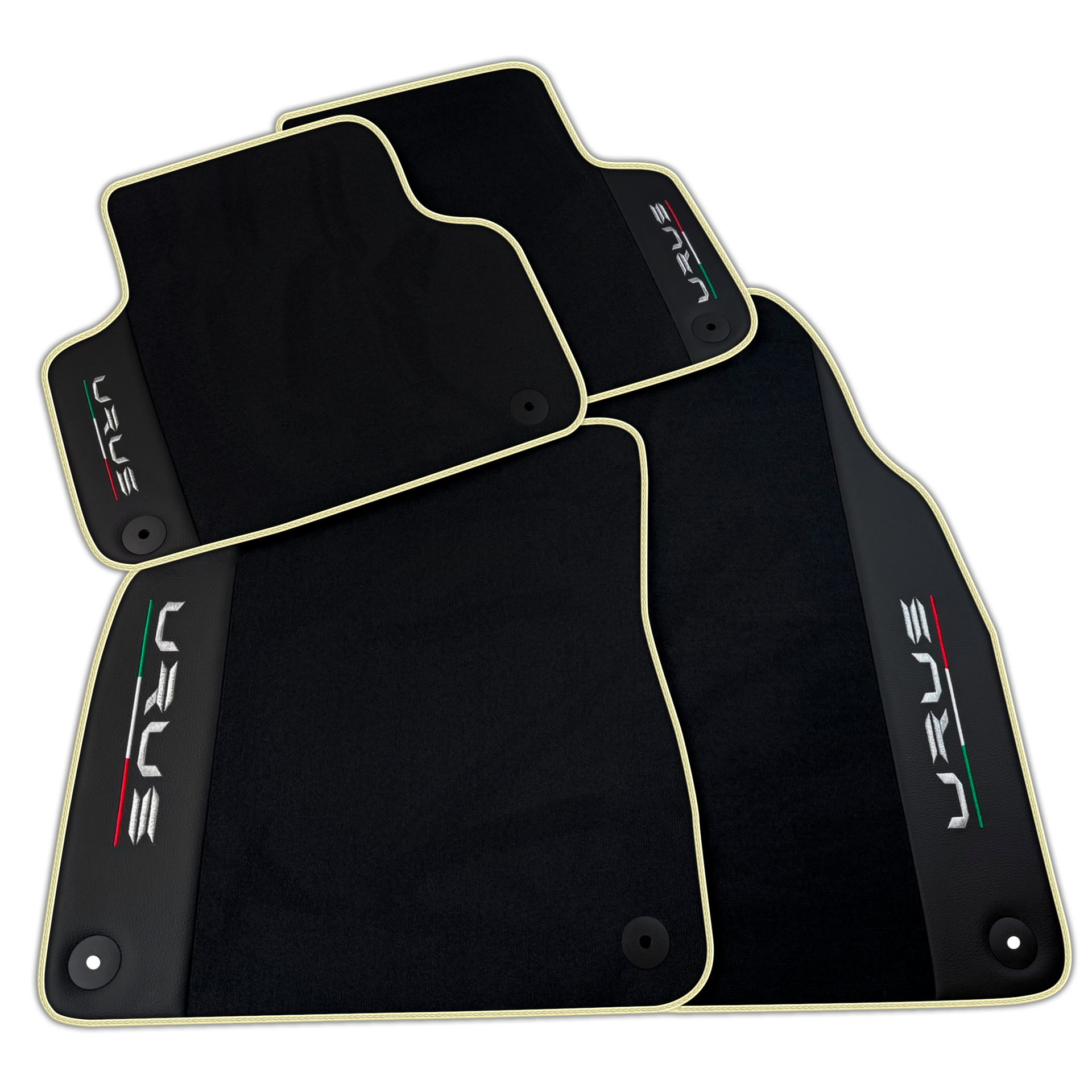 Black Floor Mats for Lamborghini Urus with Leather | Various Trim Colors