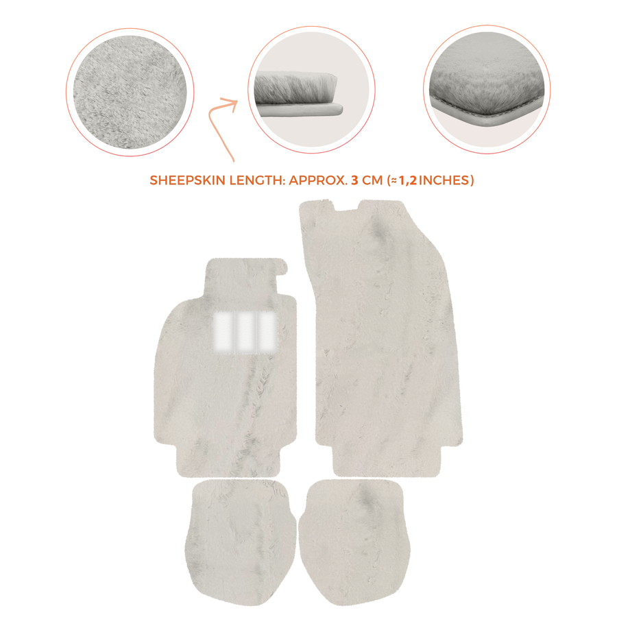 Sheepskin Floor Mats for Porsche 911 - 964 (1989-1994) - Sheepskin Length, Various Color Options