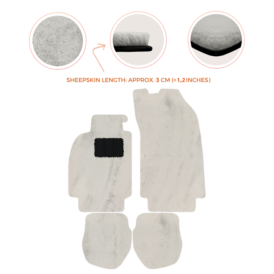Sheepskin Floor Mats for Porsche 911 - 964 (1989-1994) - Sheepskin Length, Various Color Options