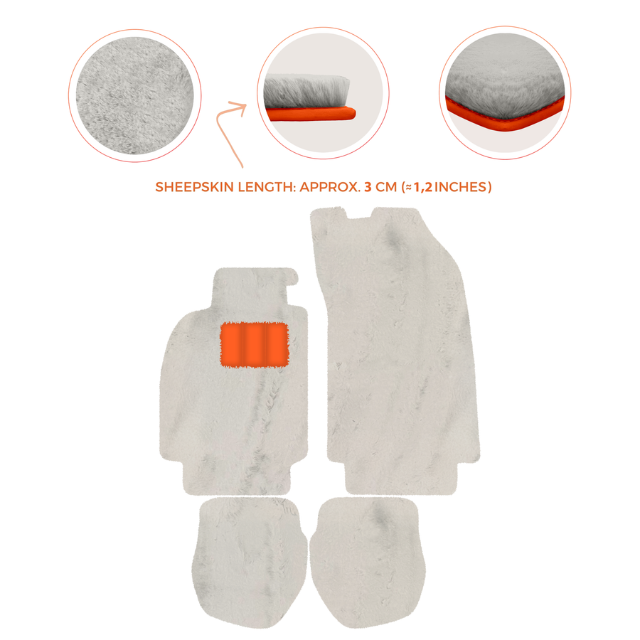 Sheepskin Floor Mats for Porsche 911 - 964 (1989-1994) - Sheepskin Length, Various Color Options