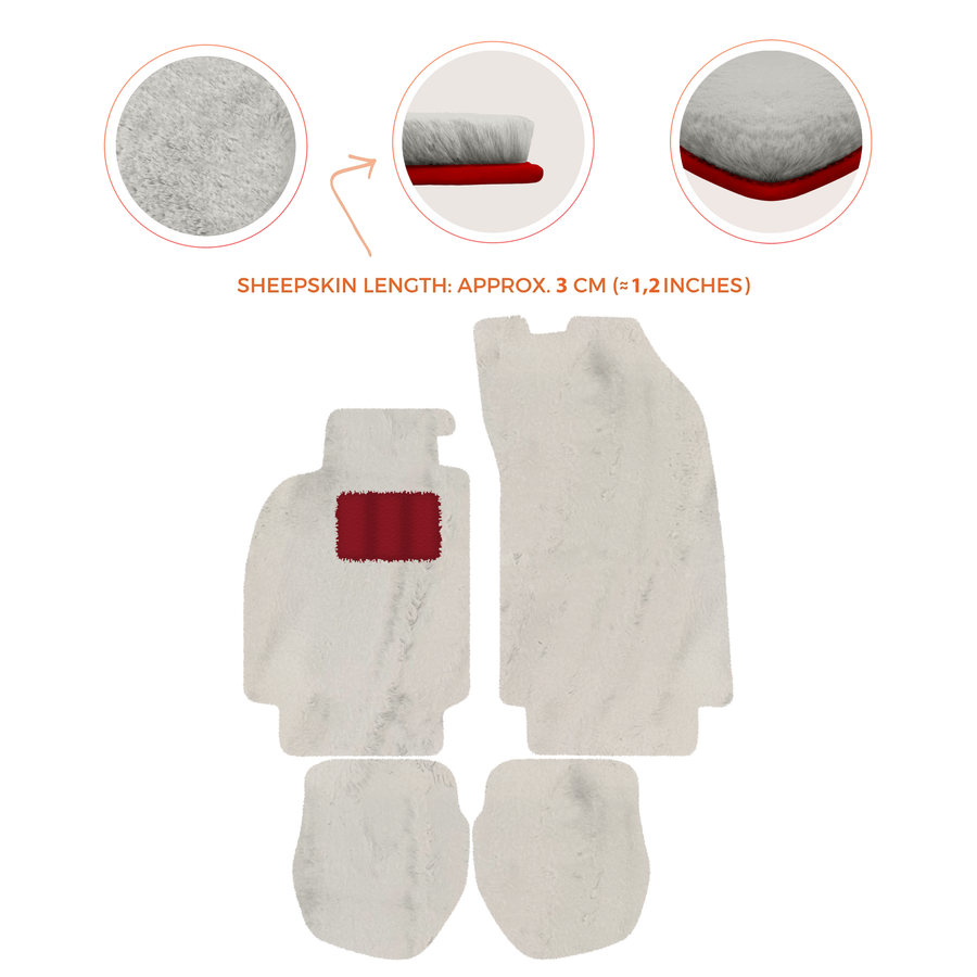 Sheepskin Floor Mats for Porsche 911 - 964 (1989-1994) - Sheepskin Length, Various Color Options