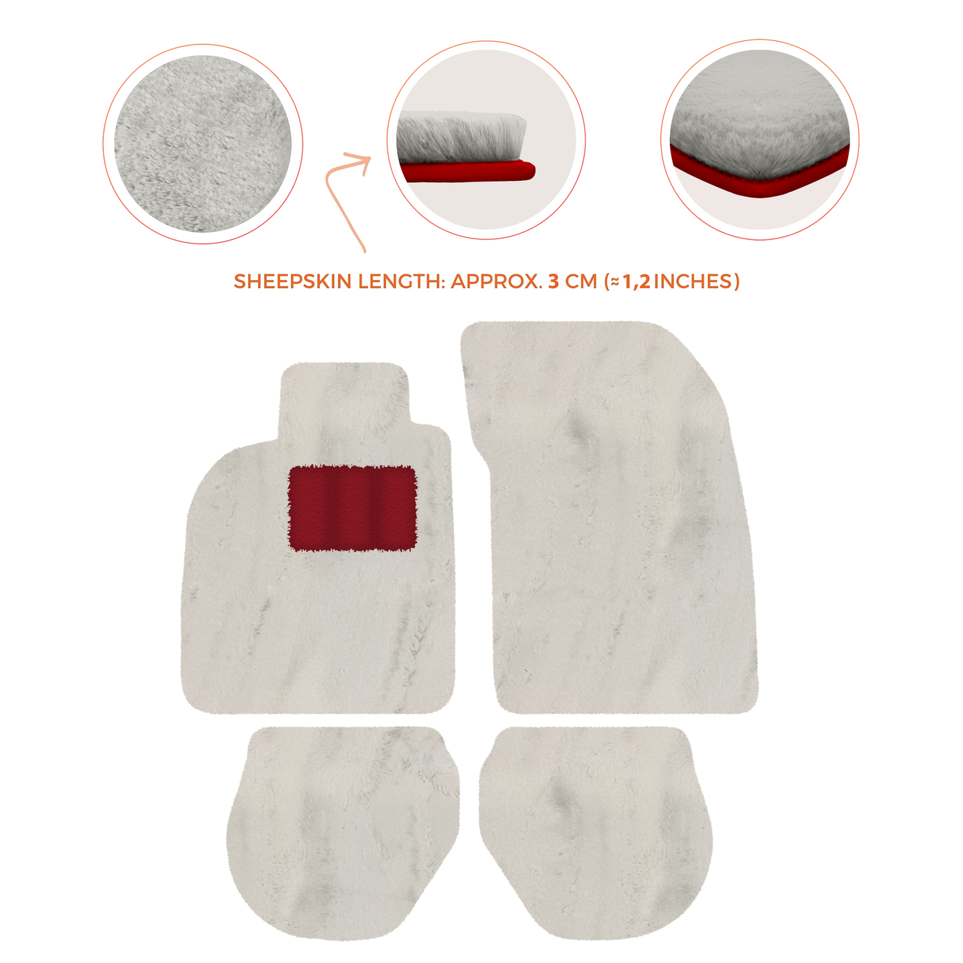 Sheepskin Floor Mats for Porsche 911-993 (1993-1998) - Sheepskin Length, Various Color Options