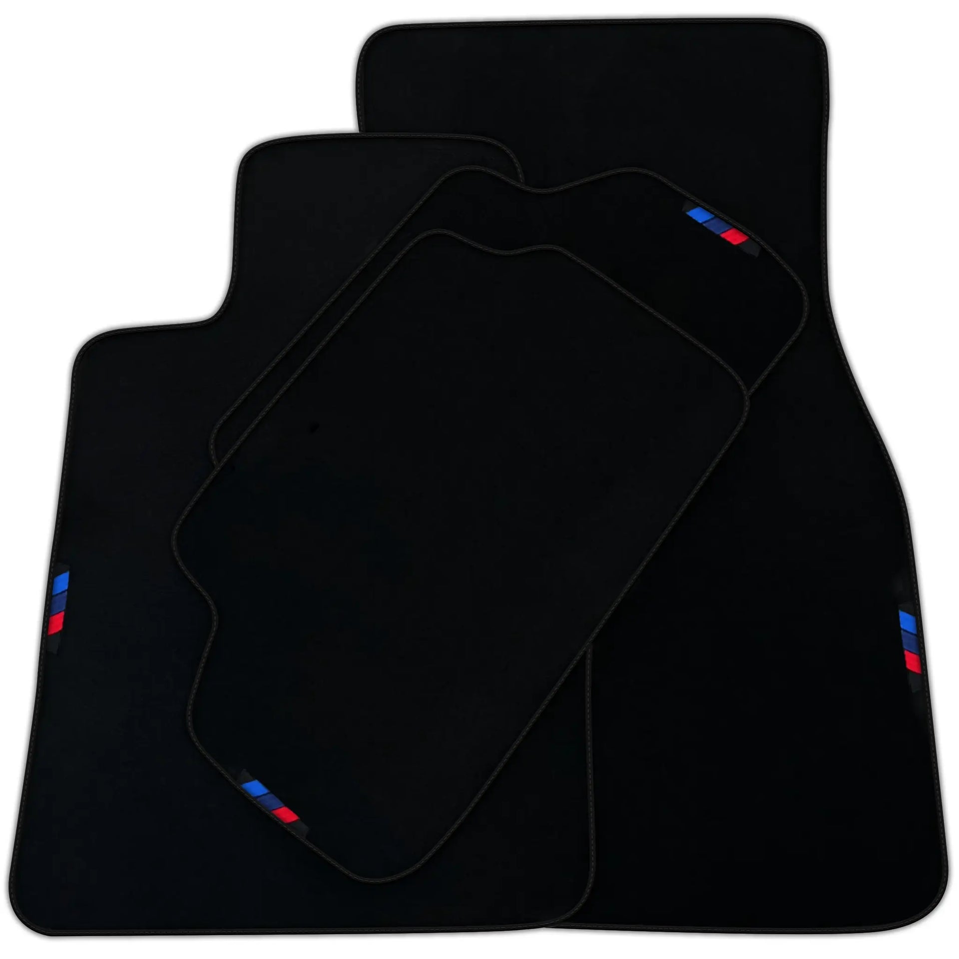Black Floor Mats For BMW 1 Series E81 With 3 Color Stripes Tailored Set Perfect Fit | Various Trim Colors