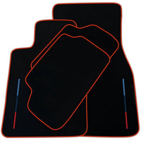 Black Floor Mats For BMW M5 G90 (2023-2026) Sedan With 3 Color Stripes Tailored Set Perfect Fit | Various Trim Colors