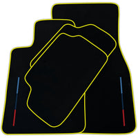 Black Floor Mats For BMW G60 (2023-2026) Sedan With 3 Color Stripes Tailored Set Perfect Fit | Various Trim Colors