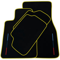Black Floor Mats For BMW Gran Tourer F46 (2015-2022) 7 Seats With 3 Color Stripes Tailored Set Perfect Fit | Various Trim Colors