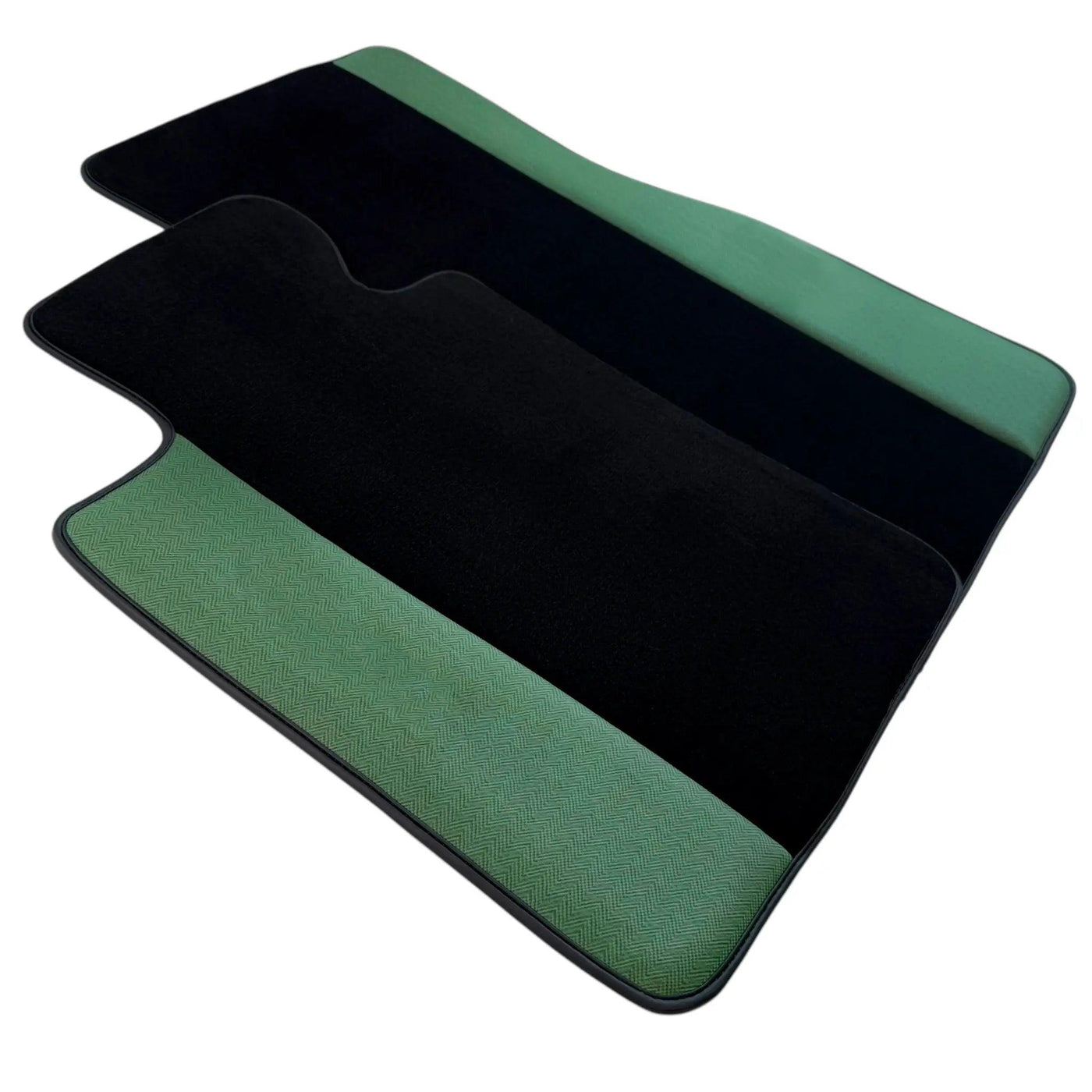 Black Floor Mats for BMW U06 (2022-2026) | Green Leather Borders
