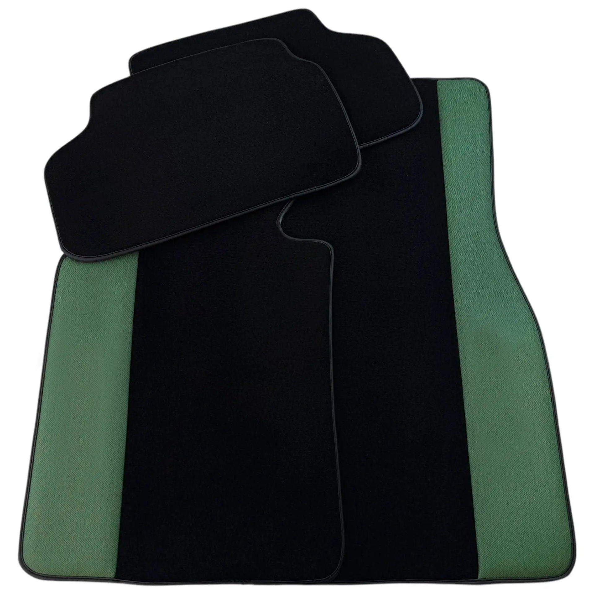 Black Floor Mats for BMW 1 Series F70 | Green Leather Borders